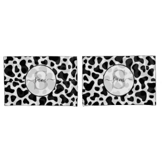 Koe Black White Kussensloop Monogram