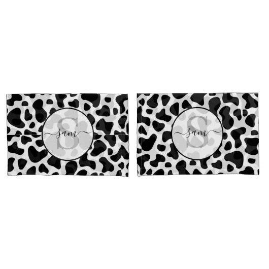 Koe Black White Kussensloop Monogram (Voorkant-Set)