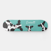 Koe Blauwgroen Zwarte Wit Diernaam Skateboard (Horizontaal)