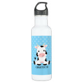 Koe Blue Polka Dot Personalized Boy Waterfles (Voorkant)