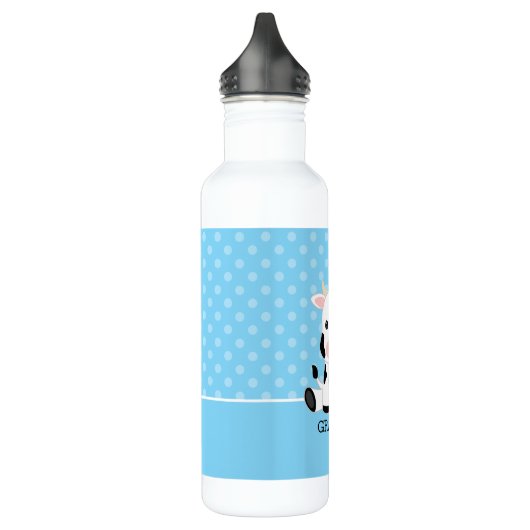 Koe Blue Polka Dot Personalized Boy Waterfles (Links)