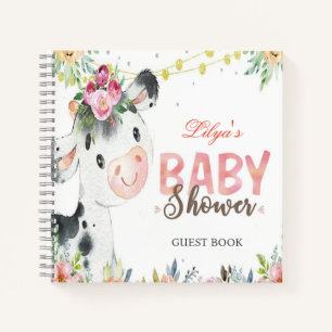 Koe Boerderij Dieren Barnyard baby shower gastenbo Notitieboek