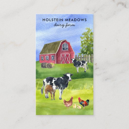 Koe Boerderij Holstein Dairy Farmer Custom QR Code Visitekaartje (Voorkant)