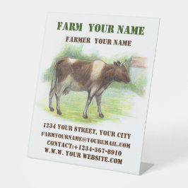 Koe boerderij reclamebord met voetstuk