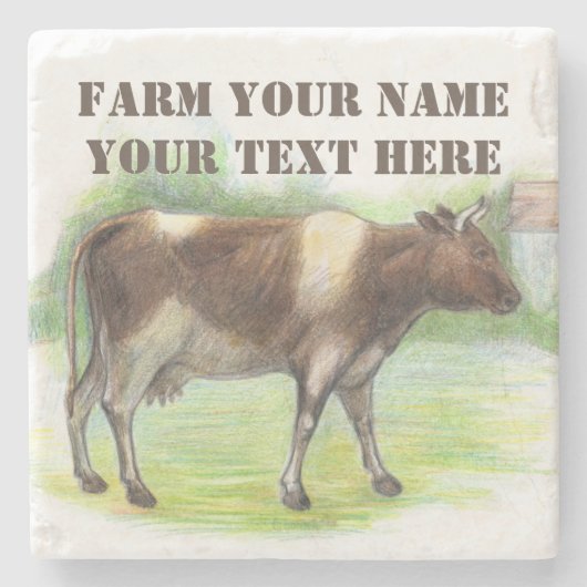 Koe boerderij stenen onderzetter (Voorkant)