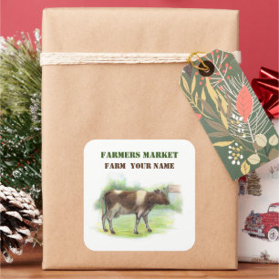 Koe boerderij vierkante sticker