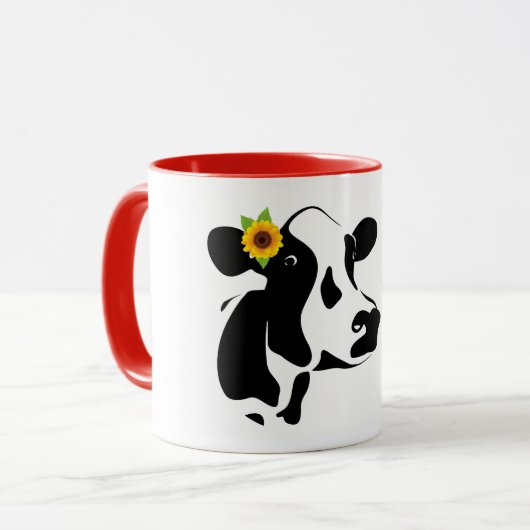 Koe boven tweetone koffie-Mok Mok (Voorkant links)