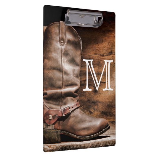 Koe Boy Boots Spur Monogram Initiaal Klembord (Rechts)