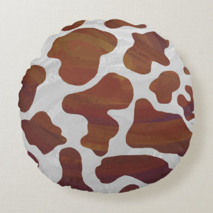 Koe Brown and White Print Rond Kussen