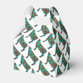 Koe Brown en Blauwgroen Silhouette Bedankdoosjes (Achterkant)