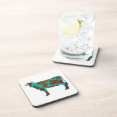 Koe Brown en Blauwgroen Silhouette Drankjes Onderzetter (Rechterzijde)