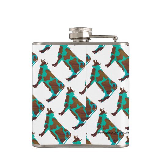 Koe Brown en Blauwgroen Silhouette Heupfles (Achterkant)