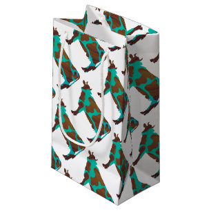 Koe Brown en Blauwgroen Silhouette Klein Cadeauzakje