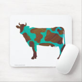 Koe Brown en Blauwgroen Silhouette Muismat (Met muis)