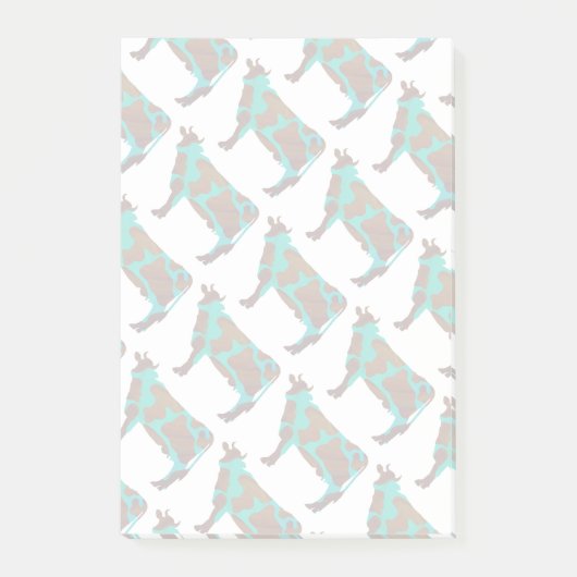 Koe Brown en Blauwgroen Silhouette Post-it® Notes (Voorkant)