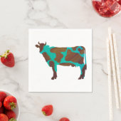 Koe Brown en Blauwgroen Silhouette Servetten (Insitu)