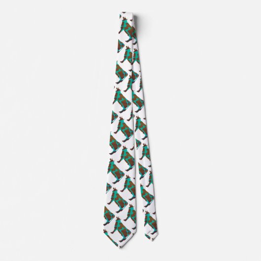 Koe Brown en Blauwgroen Silhouette Stropdas (Voorkant)