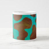 Koe bruin en Blauwgroen afdrukken Extra Grote Mok (Voorkant)