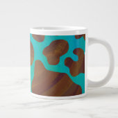 Koe bruin en Blauwgroen afdrukken Extra Grote Mok (Rechts)