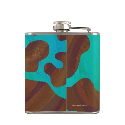 Koe bruin en Blauwgroen afdrukken Heupfles (Achterkant)