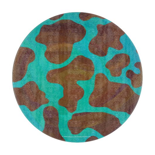 Koe bruin en Blauwgroen afdrukken Snijplank (Voorkant)