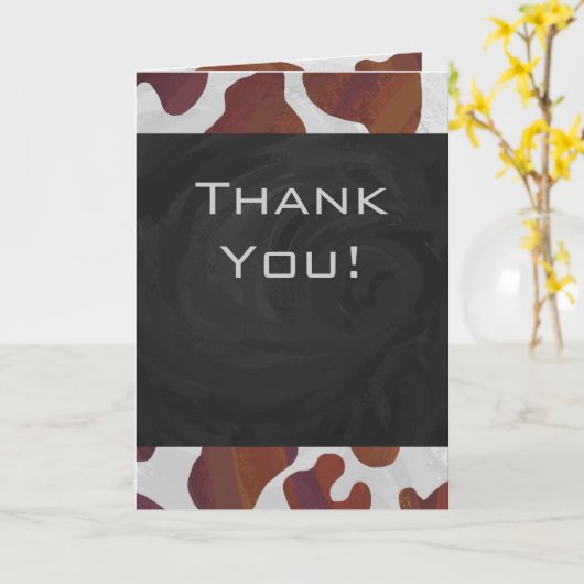 Koe bruin en wit monogram kaart (Gele Bloem)