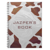 Koe bruin en wit monogram notitieboek (Voorkant)