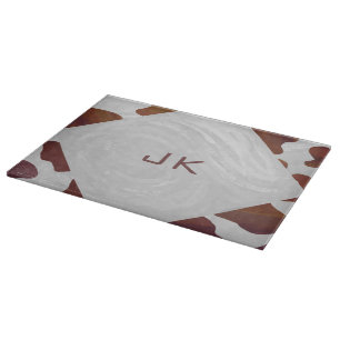 Koe bruin en wit monogram snijplank