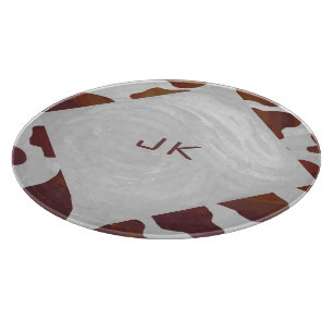 Koe bruin en wit monogram snijplank