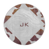 Koe bruin en wit monogram snijplank (Voorkant)
