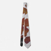 Koe bruin en wit monogram stropdas (Achterkant)