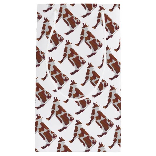 Koe Bruin en Witte Silhouette Klein Cadeauzakje (Voorkant)