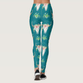 Koe Buffalo Skull Boho Bohemian Cactus Desert Art Leggings (Achterkant)