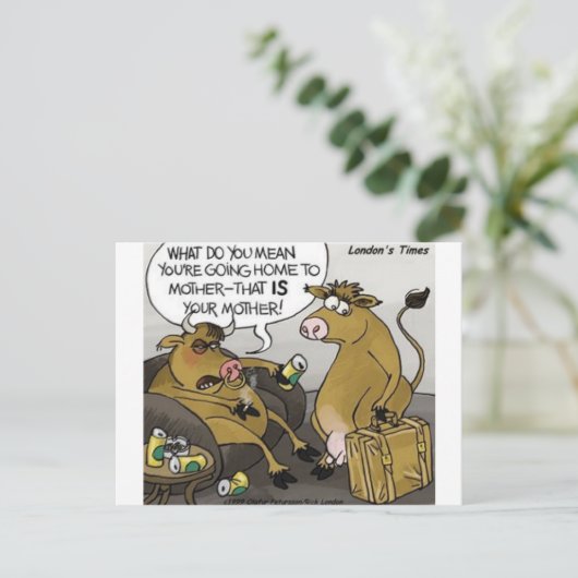 Koe Bull Divorce Funny Cartoon Gifts & T - shirts Briefkaart (Staand voorkant)