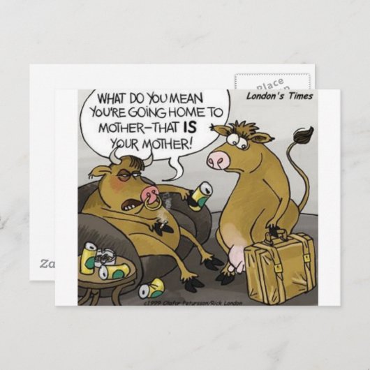 Koe Bull Divorce Funny Cartoon Gifts & T - shirts Briefkaart (Voorkant / Achterkant)