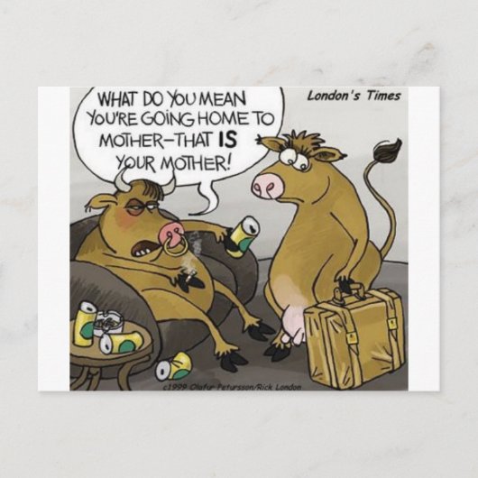 Koe Bull Divorce Funny Cartoon Gifts & T - shirts Briefkaart (Voorkant)