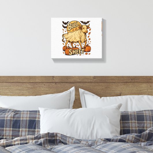 Koe Bull Sheet Halloween Canvas Afdruk (Insitu (Slaapkamer))