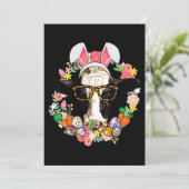 Koe Bunny Ears Happy Easter Farmer Kaart (Staand voorkant)