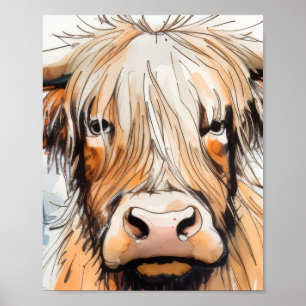 Koe cadeau, hooglandkoe poster