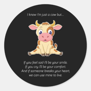 Koe Cadeaus Een Koe met een Koe met een lage sne Ronde Sticker