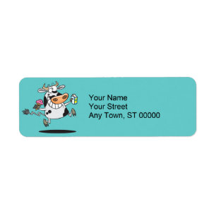 koe cartoon consumptie - ijs etiket