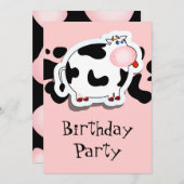 koe cartoon, uitnodiging (Voorkant / Achterkant)