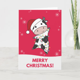 Koe Cheerful Winter Animals Koe Kaart