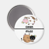 Koe Clean Dirty Vaatwasser Magnet Magneet (Voorkant / Achterkant)