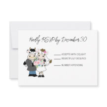 Koe Cute Couple Wedding RSVP-reactiekaart