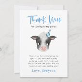Koe Dank Moo Boy Verjaardagsfeestje Bedankkaart (Voorkant)