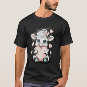 Koe die Hart vasthoudt Zwart & Wit Roze Coquette S T-shirt