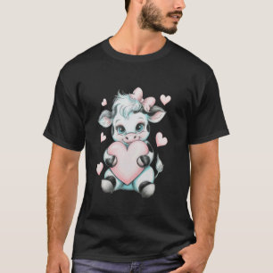 Koe die hart vasthoudt Zwart & Wit Roze Coquette S T-shirt