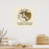 Koe die melk uit neus lacht poster (Keuken)