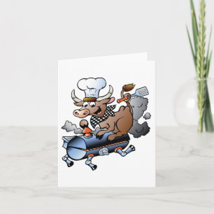 Koe die op een BBQ rijdt Notitiekaarten